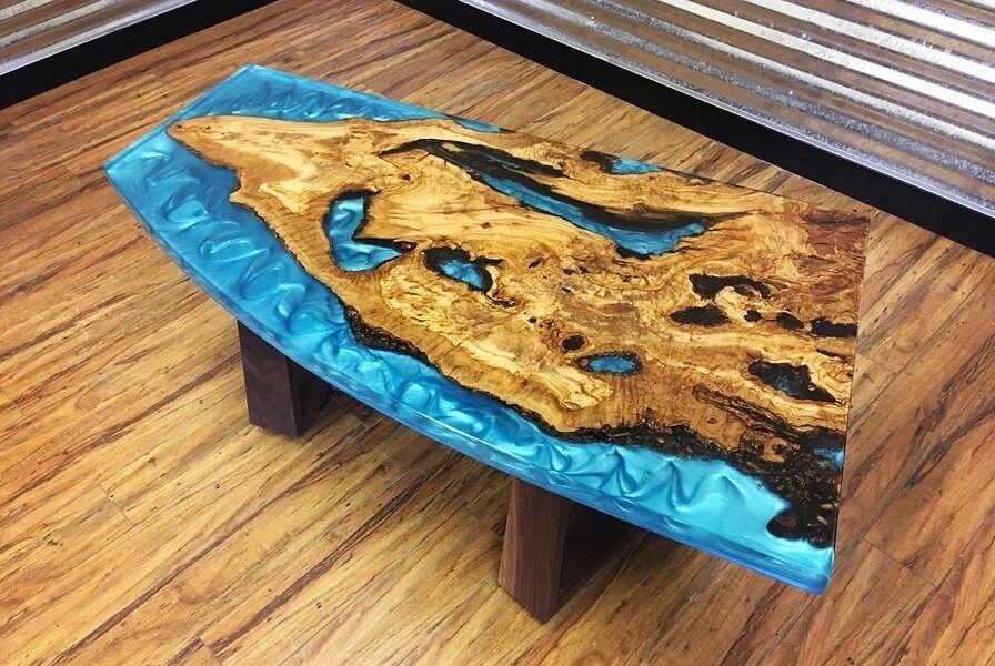 Bill's Olive Wood Table Epoxy